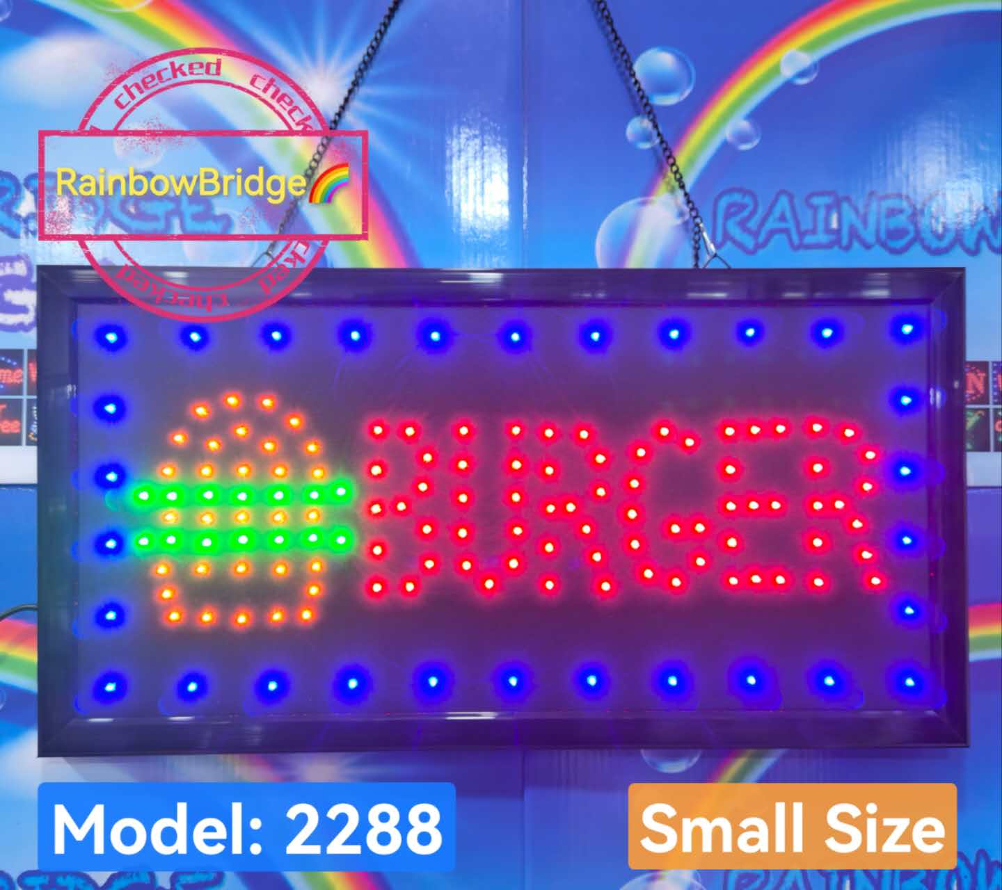BURGER - RAINBOW BRIDGE LED SIGNAGE (New-Small-Large) #SIZE: W48cm ...