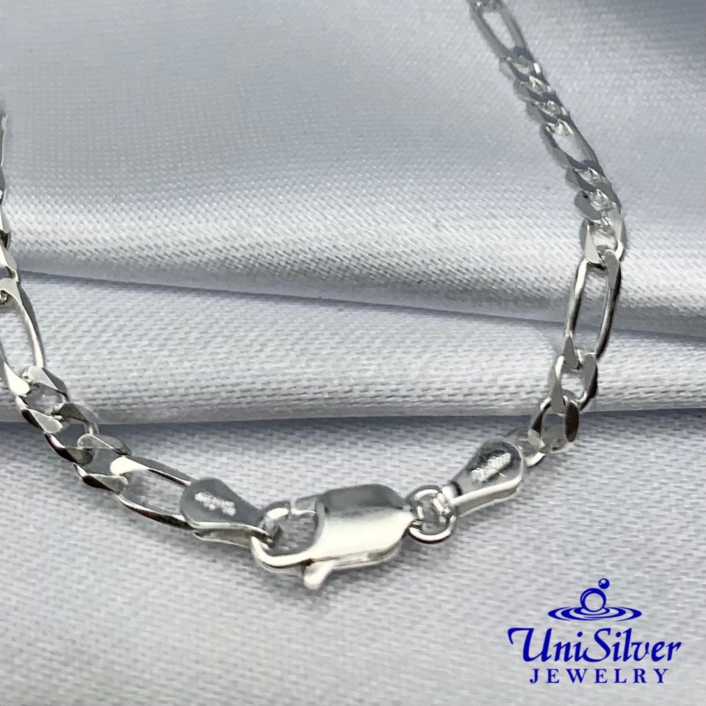 Unisilver 925 Sterling Figaro Chain Men's Necklace (MNB23