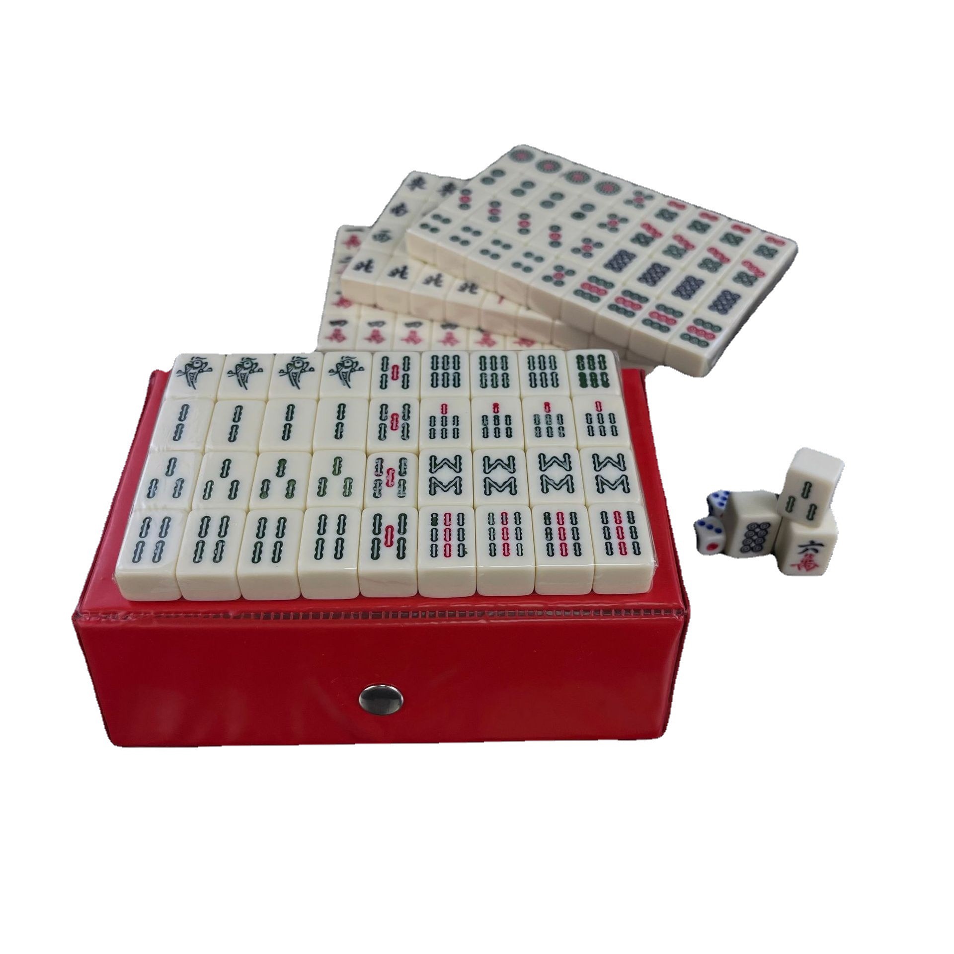 Chinese Mini Mahjong Travel Game Set with 2 Extra Small White Tiles and