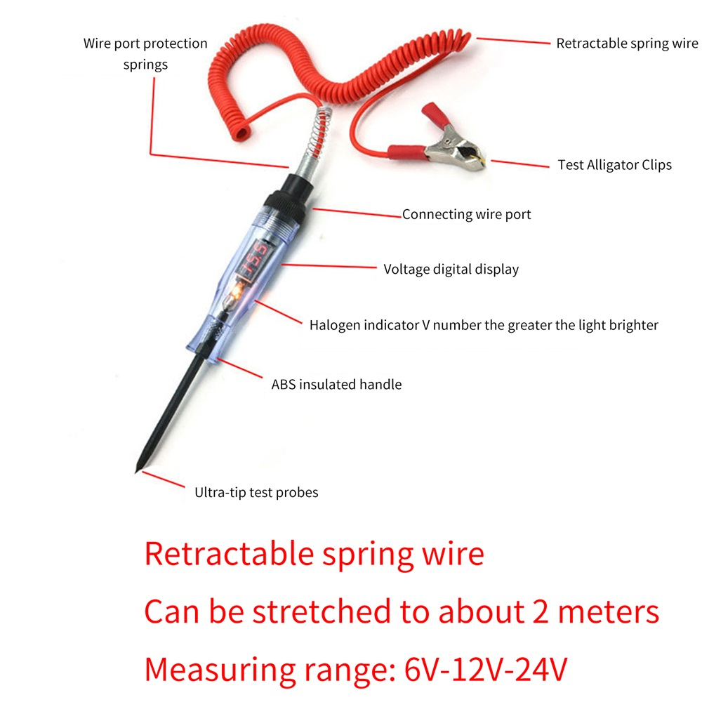 Car Circuit Tester Pen Auto Fuse Test Probe Light Pen Tool For 3-72V DC Voltage