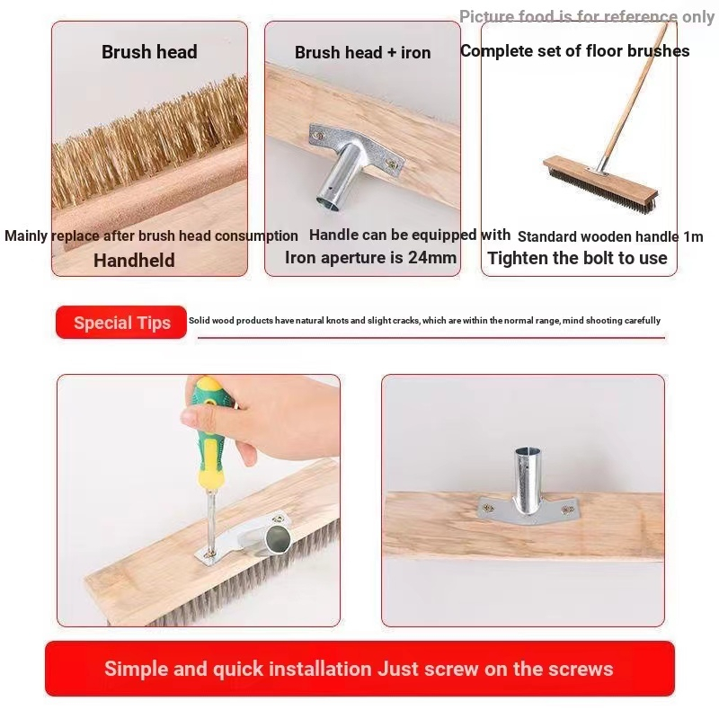 Floor Scrub Brush heavy duty Stainless Steel Wire Brush with Handle for