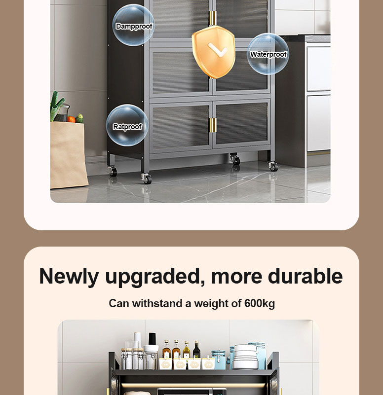 Carbon Steel Kitchen Rack Storage Cabinet Dustproof For Multi-function ...