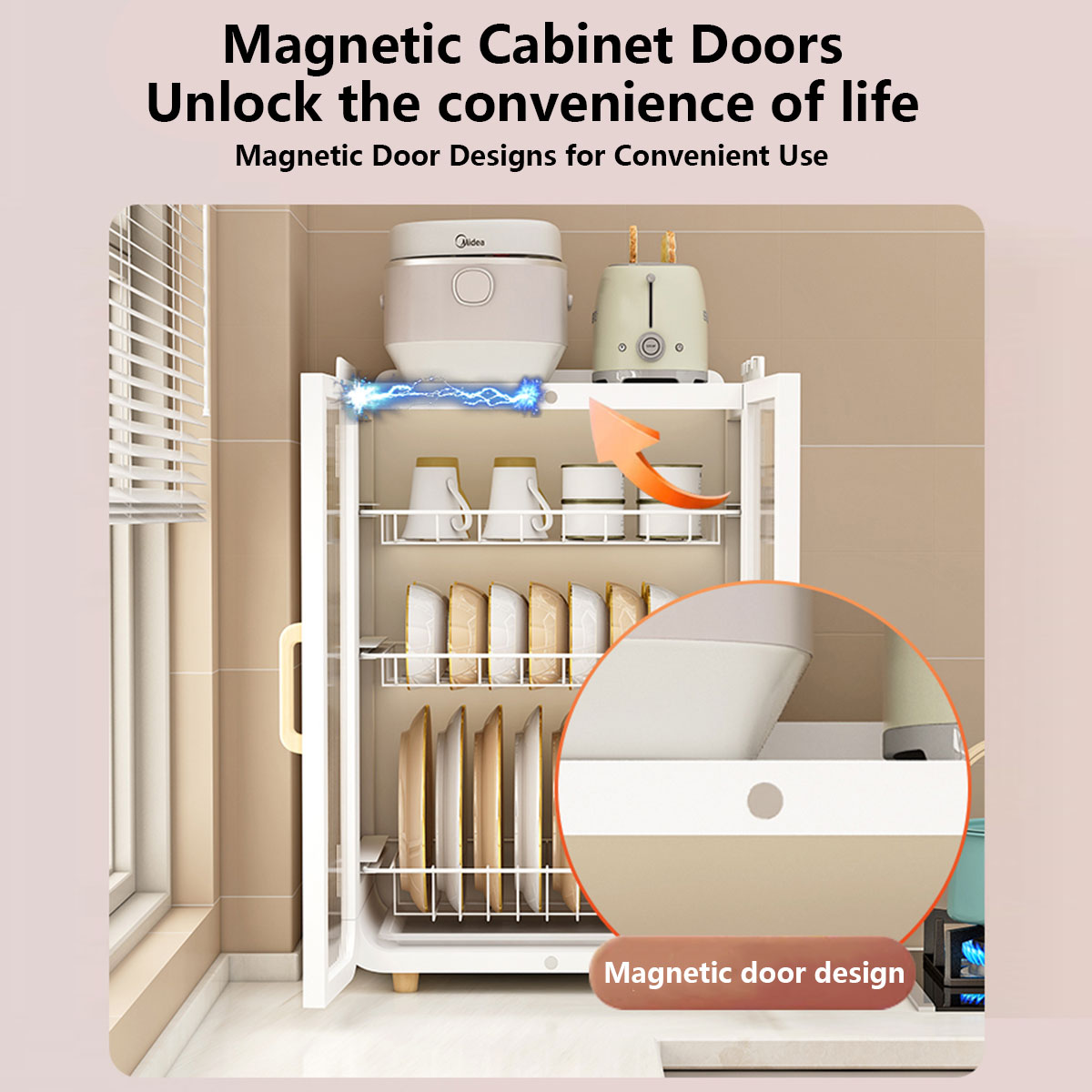 Jiditech 2/3Layers Large Capacity Dish Cabinet Dish Rack Kitchen ...