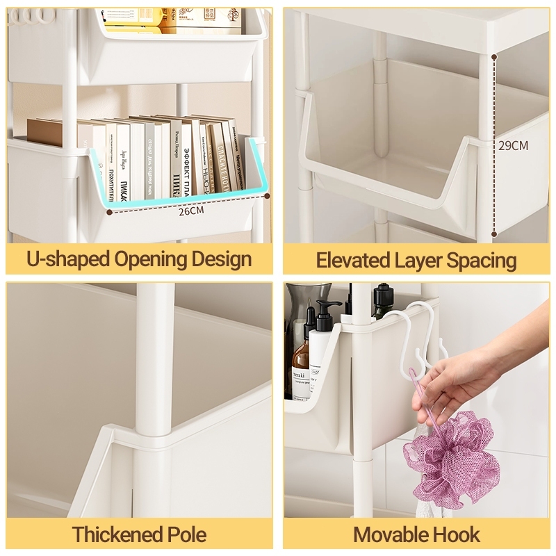 HOTJOY Moving Rack Toy Organizer Storage Shelf Home Bedroom Kitchen ...