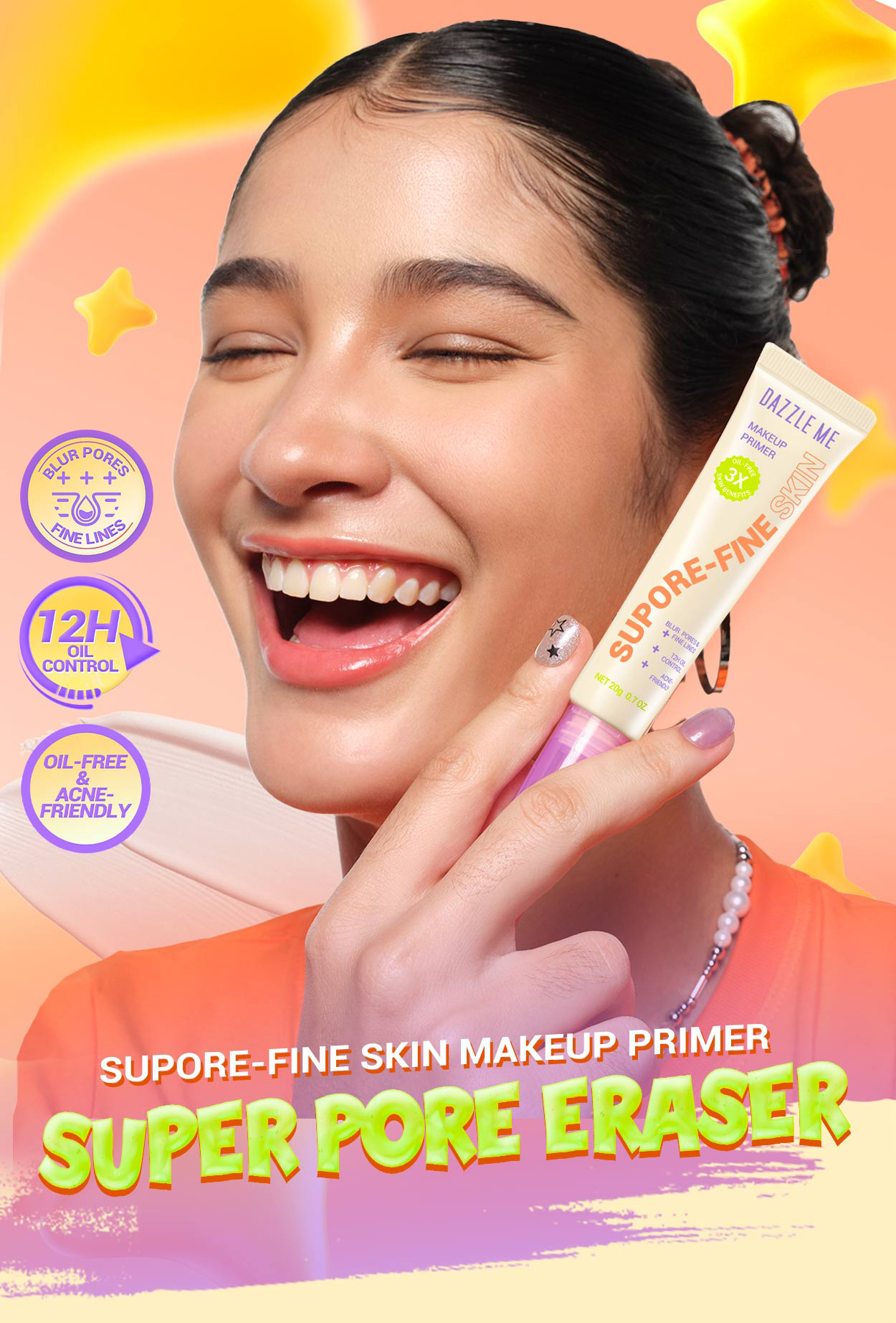 DAZZLE ME Supore-Fine Skin Makeup Primer | Pore Blurring Oil Control ...
