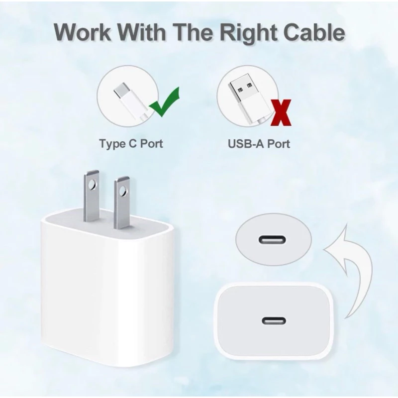 Popcorn 20W Fast Charger USB-C Quick Charger PD Cable Fast Charger ...