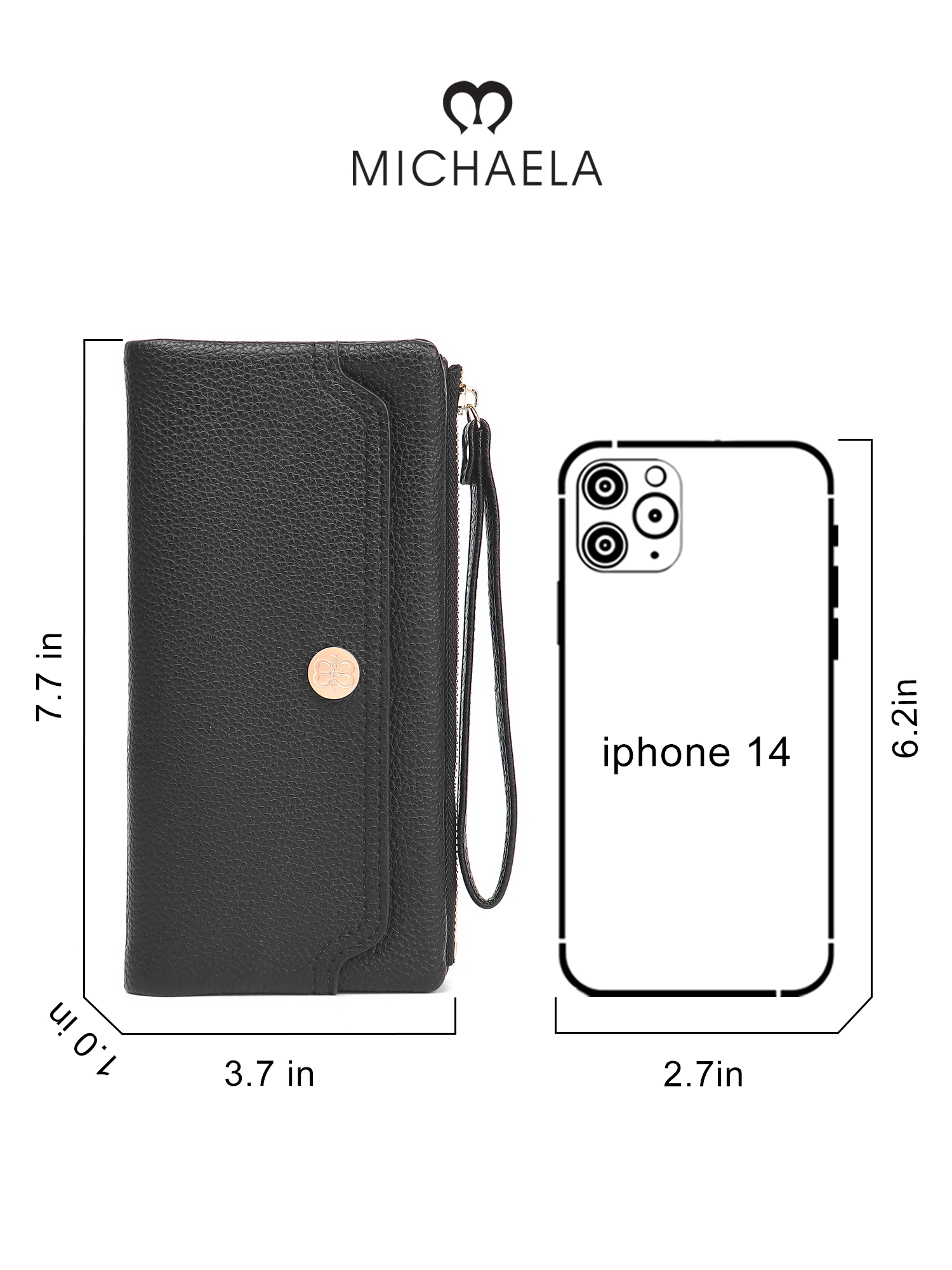MICHAELA Trendy Wristlet Long Wallet with Zip Phone Pocket 9 Card ...
