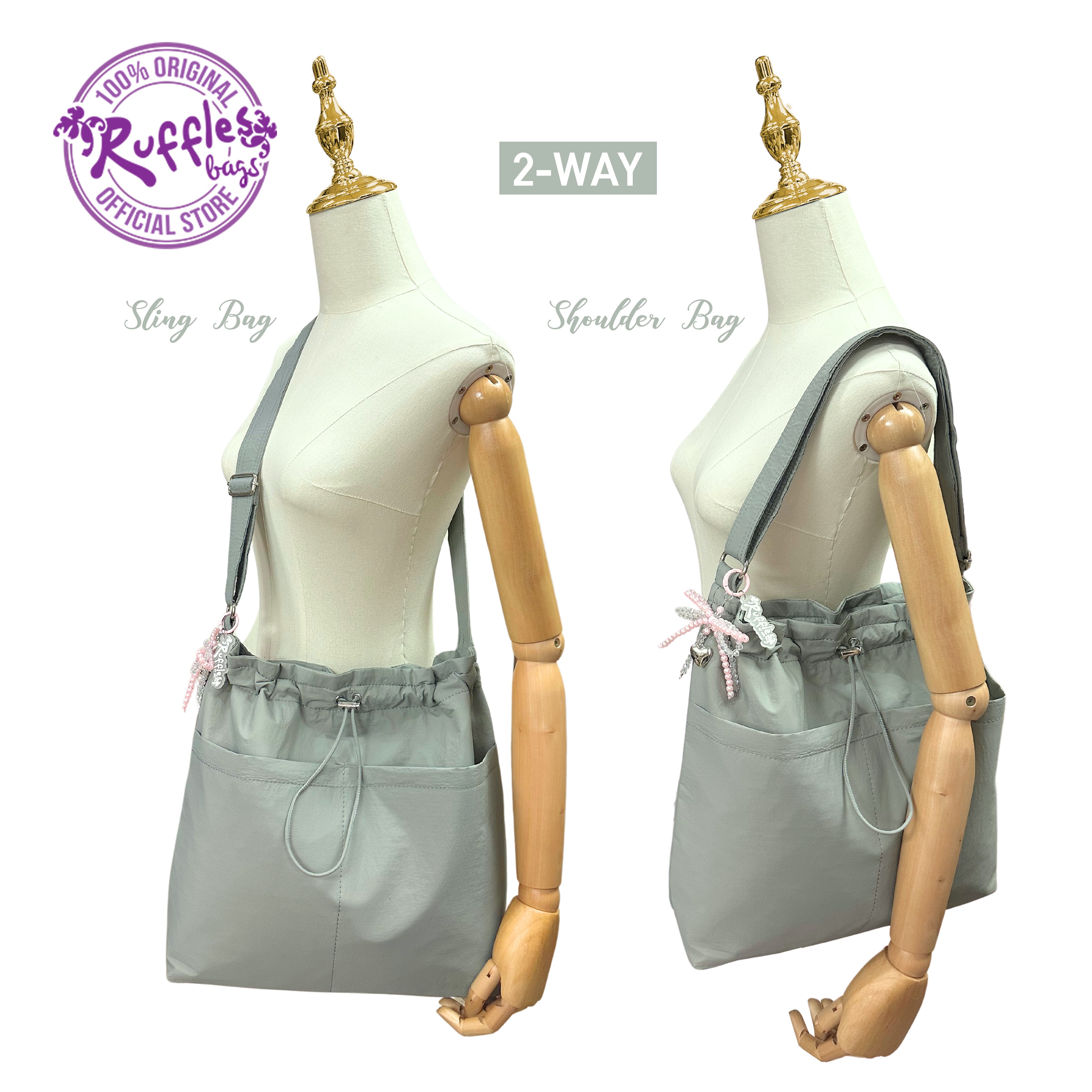 Ruffles Bags Louise 2-Way Crossbody Bucket Bag/Shoulder Bag (Black ...
