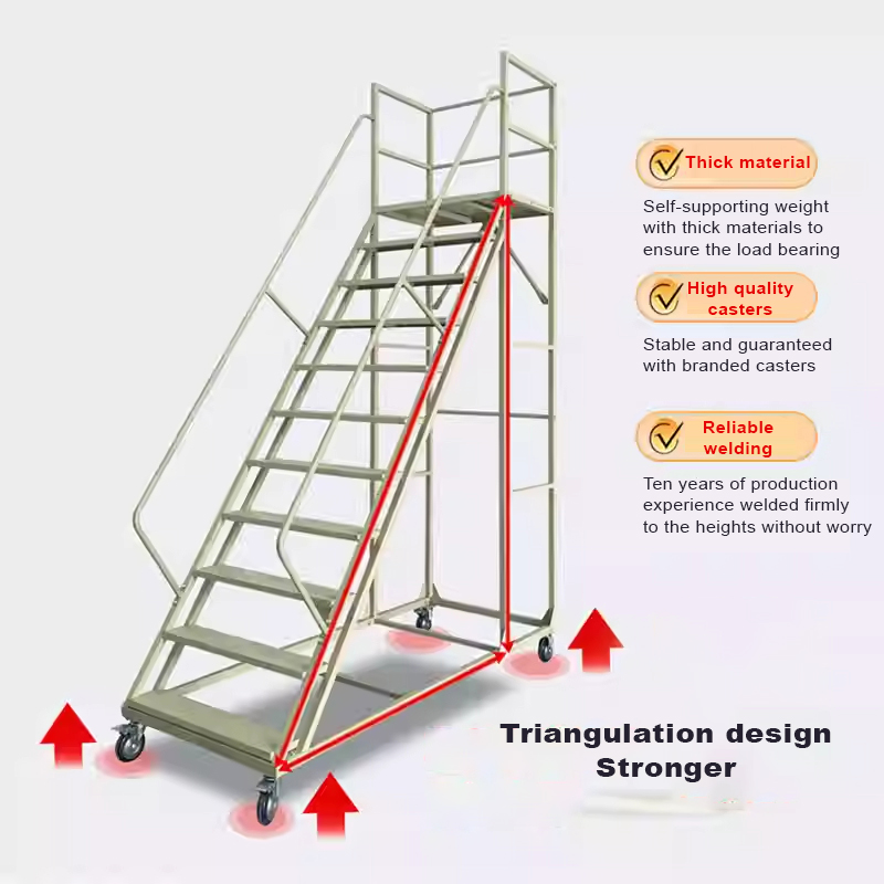 Supermarket warehouse climbing ladder, warehouse mobile platform ...