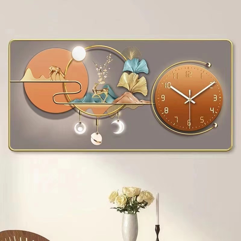 Morden home large clocks mural wall aesthetics background elegant clock ...