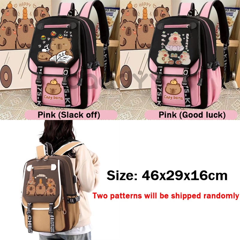 Yuyamidu Capybara Backpack For Kids With Lunch Box Mushroom Book Bag For Girls 6-8 Purple School Bag For 4th Grade 4pcs Preshcool Bookbag And Lunch