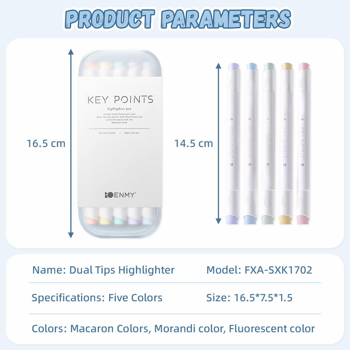 KEY 5-Color Highlighter Pen, Note Marker Pen, Highlighter Pen Set ...