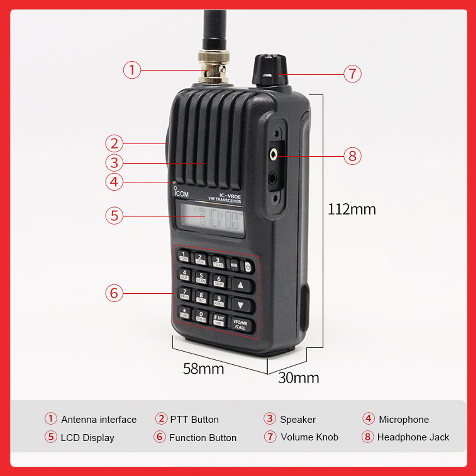 Icom Radio IC-V80E Walkie Talkie Long Range 10KM VHF 136-174Mhz 207CHS ...