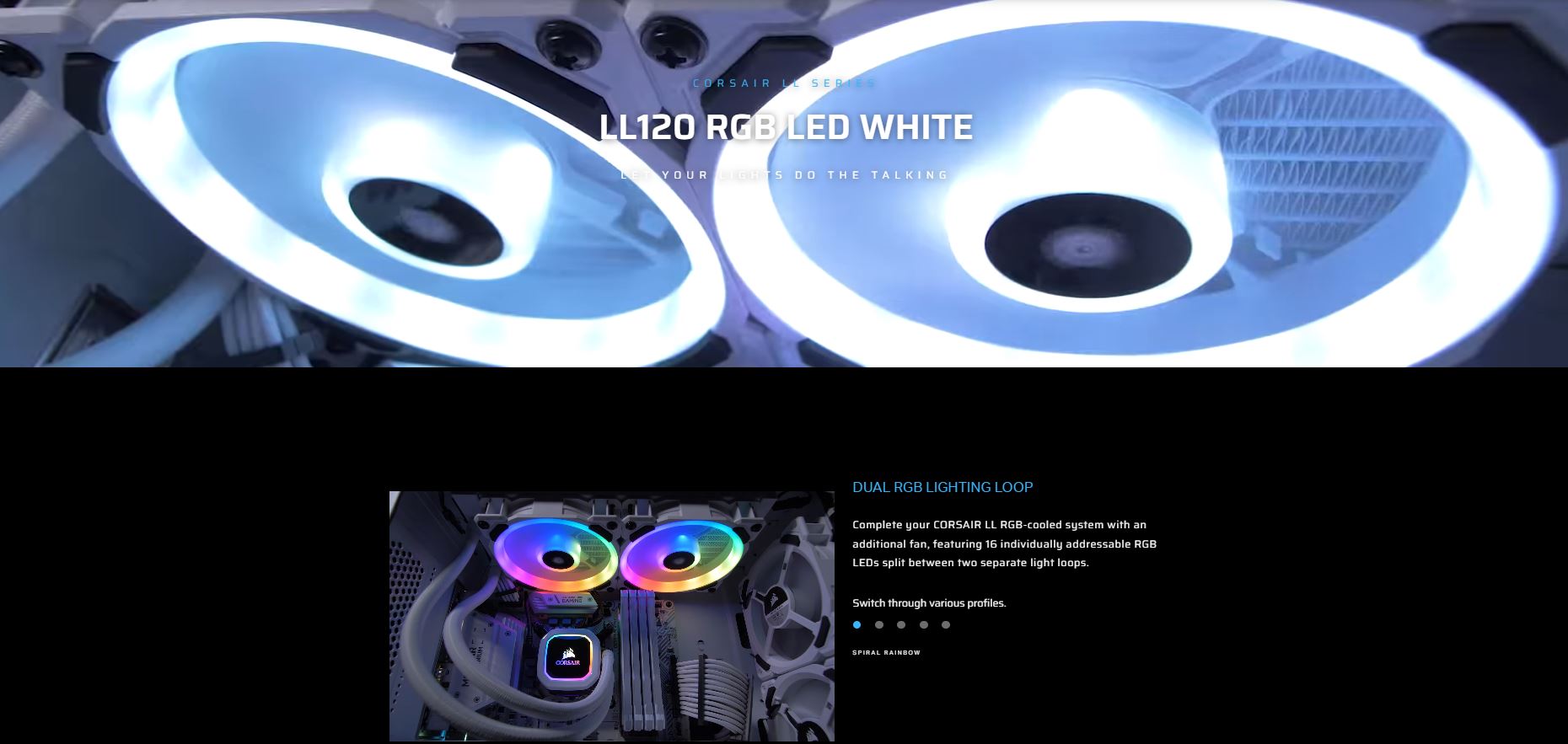 Corsair Computer PC Fan LL120 RGB 120mm PWM Fan Dual Light Loop White ...