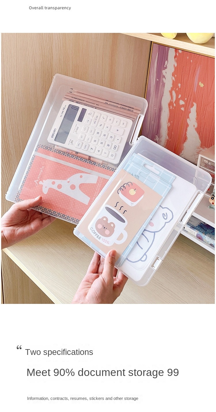 A4/A5 3Pcs Transparent Box Certificate Paper Organizer Document Case ...