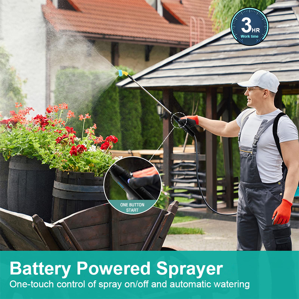 2400mAh 3/5M Auto Electric Water Sprayer Pressure Gun With Tube Nozzle ...