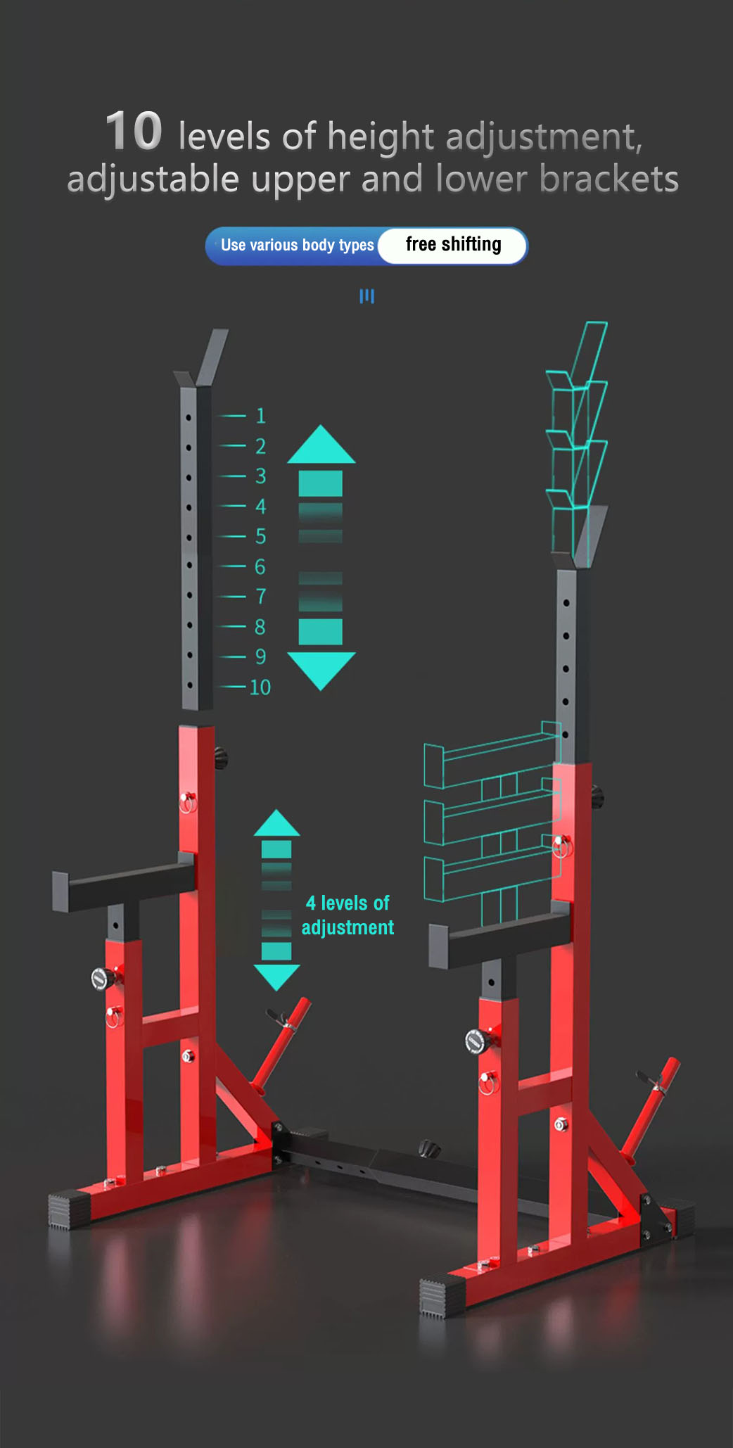 Adjustable Multifunctional Squat Rack Squat Rack Barbell Free Bench ...