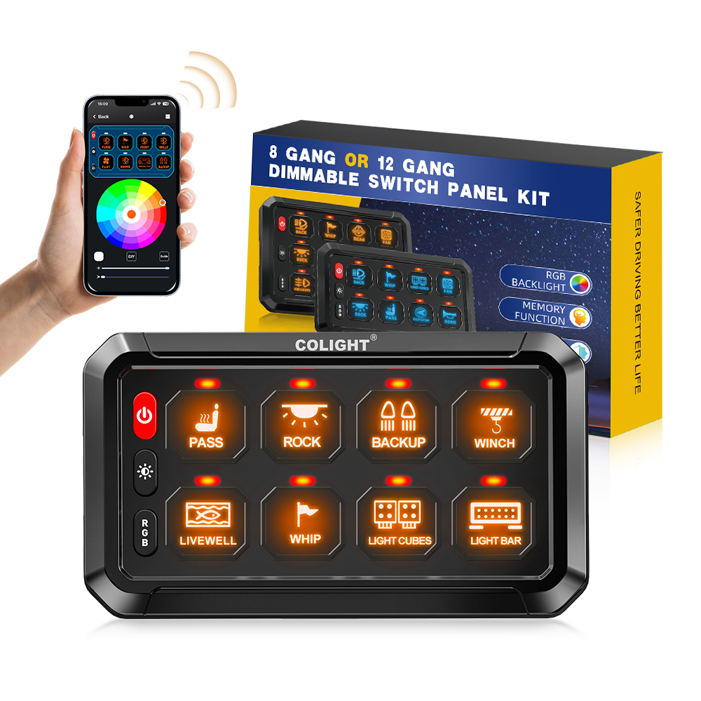 8 Gang RGB Switch Panel APP LED Light Bar Electronic Relay System ...