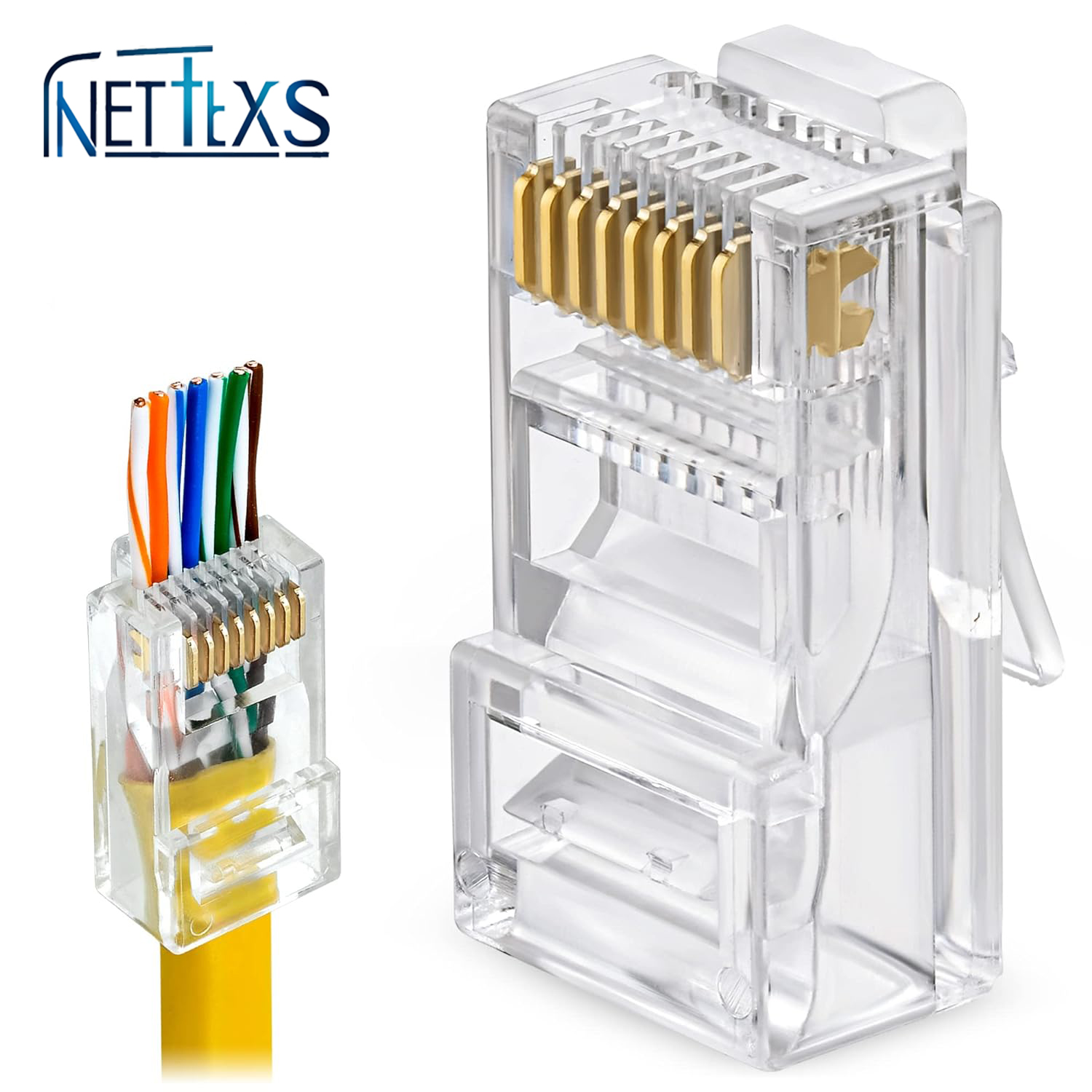 NetCraft 100PCS RJ45 Cat6 Pass Through Connector RJ45 Modular Plugs for ...