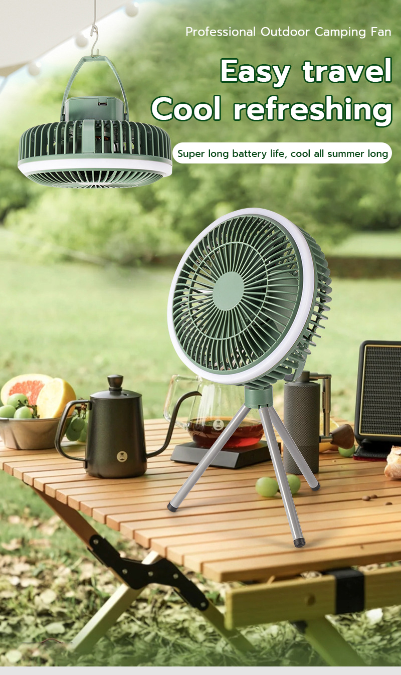 3 IN 1 Portable Fan Outdoor Camping Fan Super Long Battery Life Tripod ...