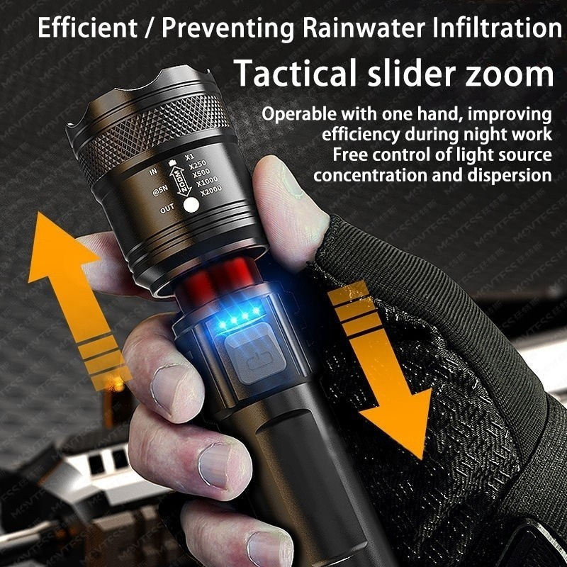 Super Bright Zoom LED Flashlight Rechargeable Waterproof Outdoor Heavy ...