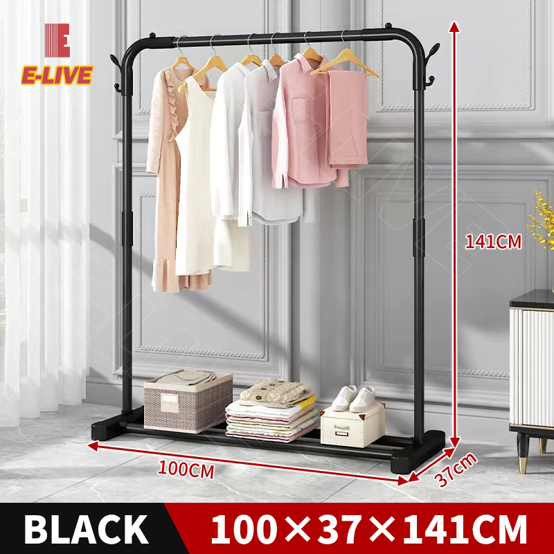 Clothes Drying Racks,Clothing Garment Rack with Storage Shelves Single ...