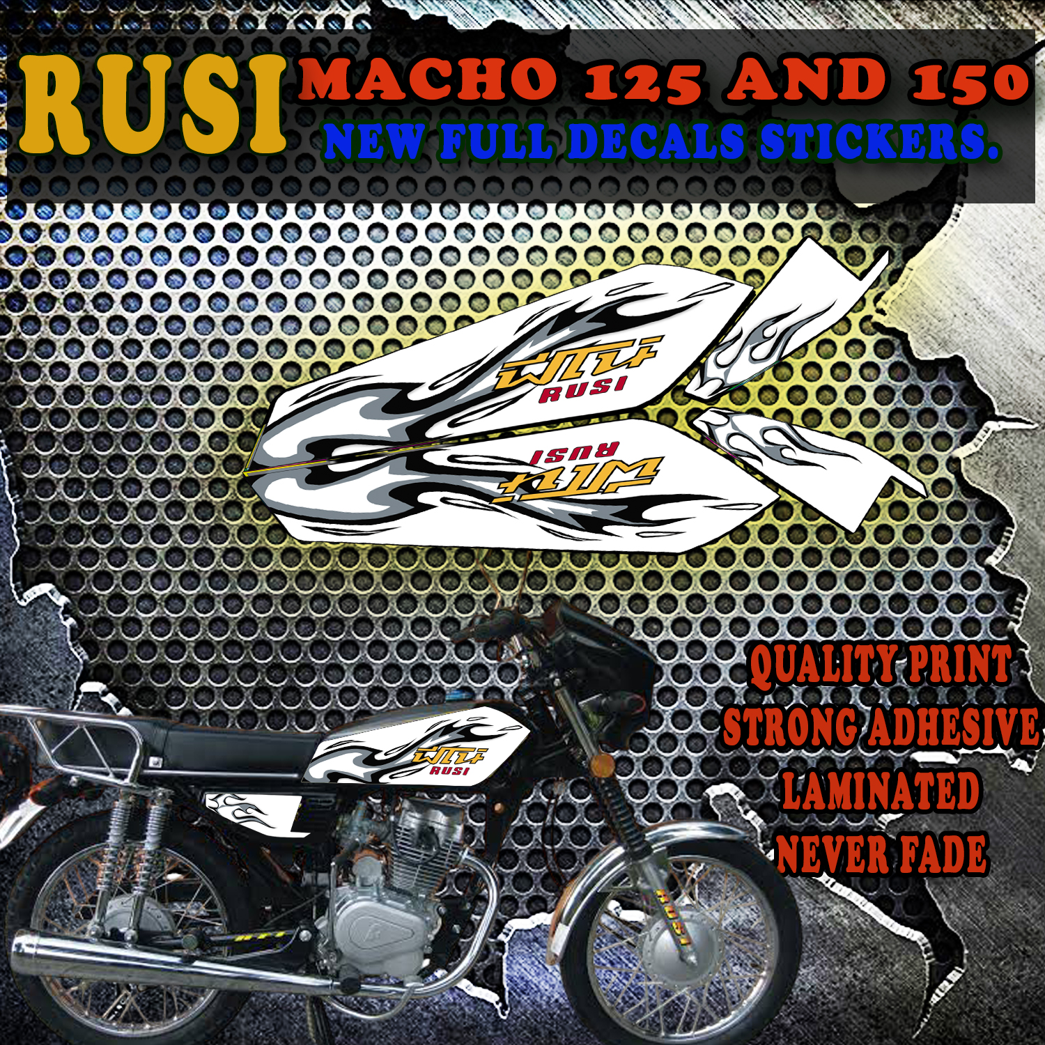 HOT TOY DECALS FOR RUSI MACHO TC 125/150/175 MOTORCYCLE/ RUSI MACHO HOT ...