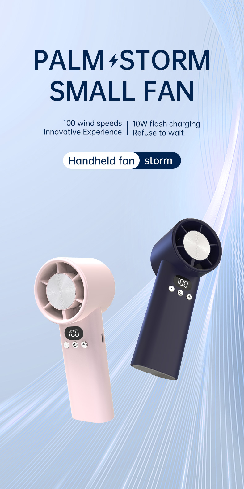 Handheld Fan 3000 mAh Turbo Mini Fan Rechargeable Handheld Portable ...