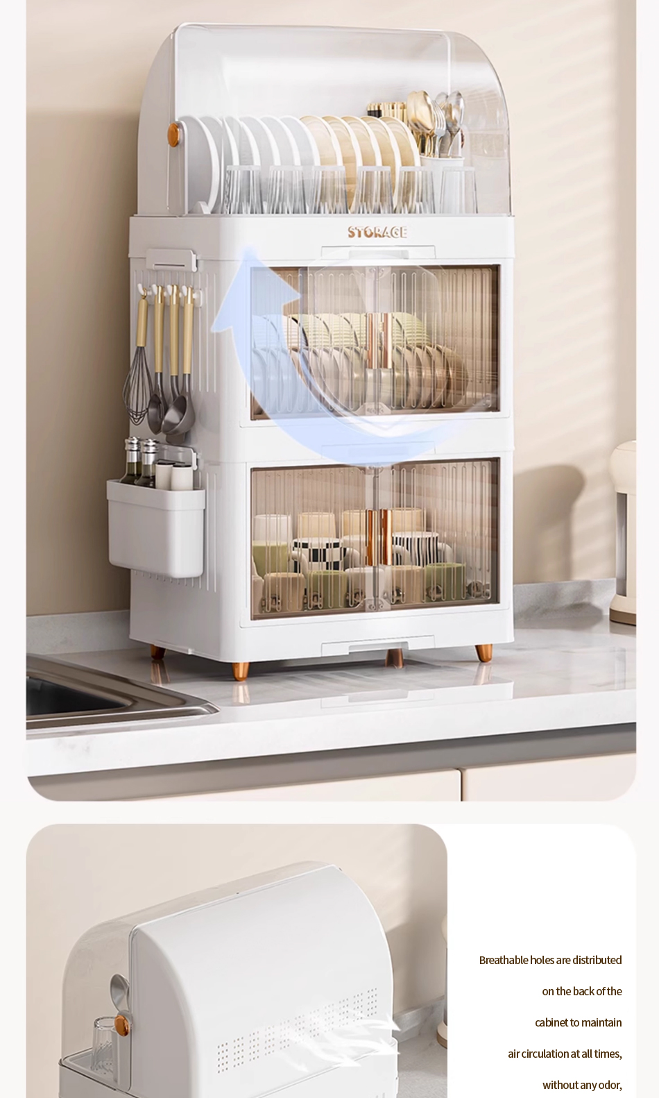 DRG Plastic Dish Cabinet Foldable Dish Drainer Drying Rack Aesthetic ...