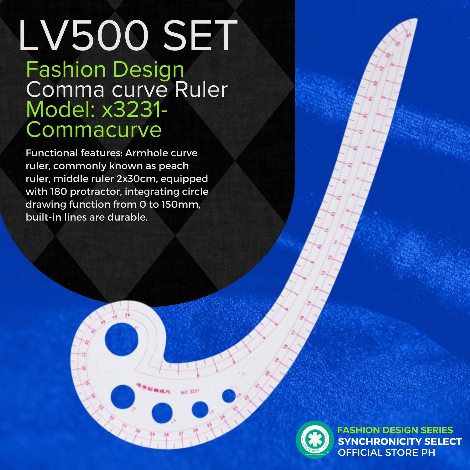 LV500 17-Piece Fashion Design Ruler Set – French Curve, Pattern, Hip ...