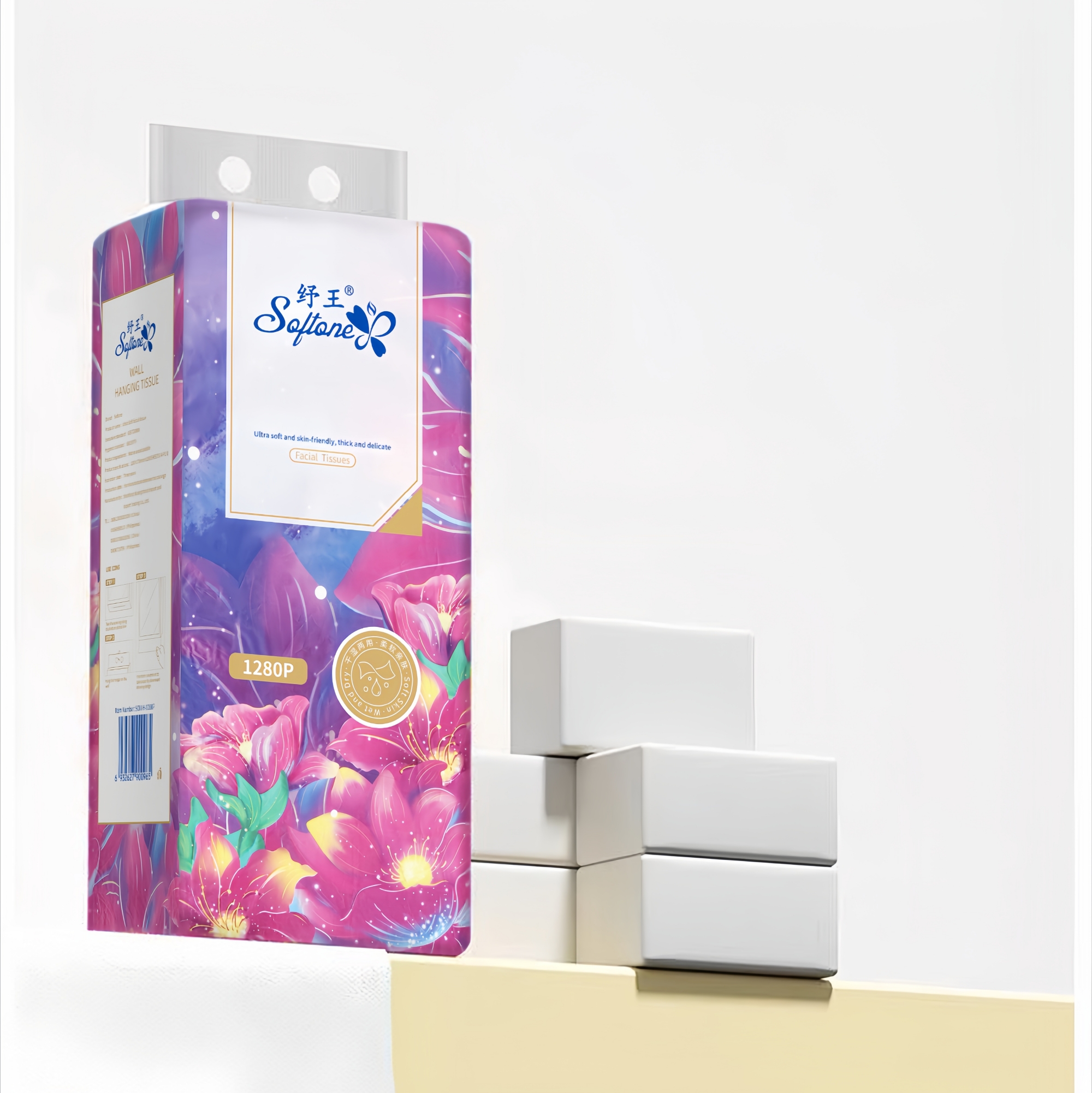 Softone Facial Tissue Bathroom Tissue Tissue Paper Wall Mounted Hanging ...