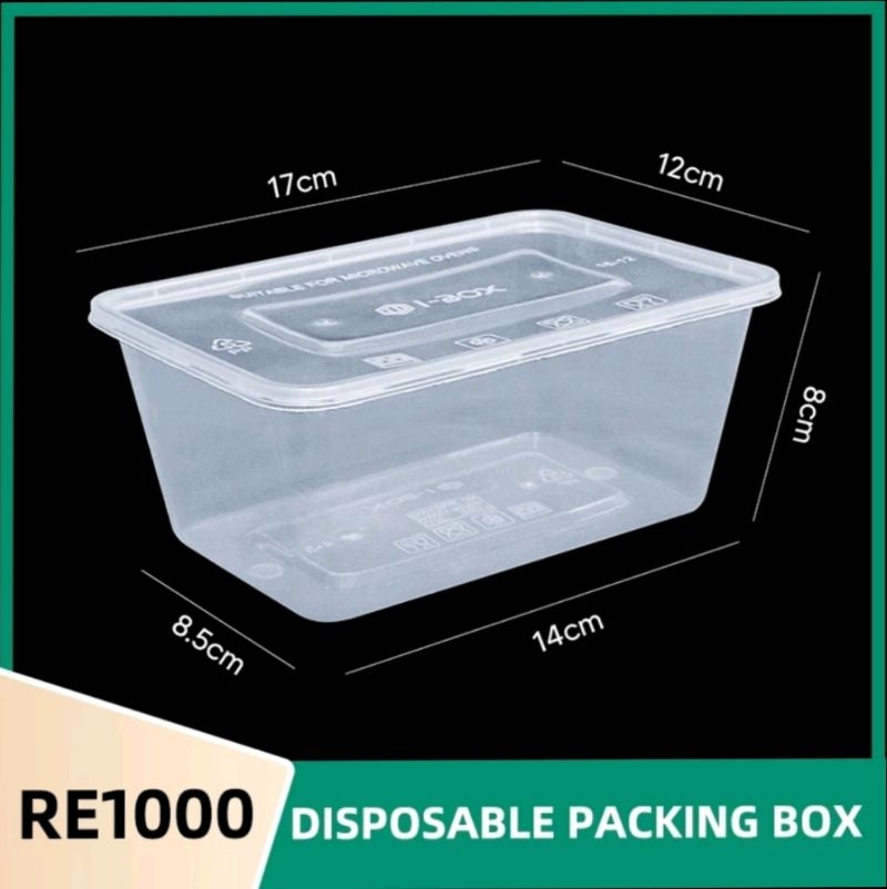 (Clear , Black) RE500 Microwavable Disposable Plastic Food Container ...