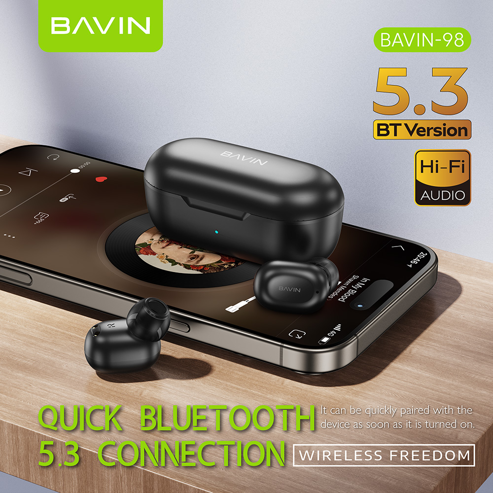 BAVIN BA98 HiFi Audio Bluetooth Wireless TWS Earbuds w/ Lightweight ...