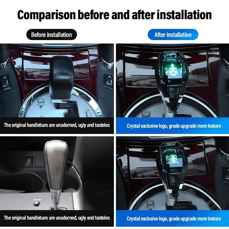 Universal LED Crystal Gear Shift Knob For Manual Transmission Cars - Black & Silver ABS Design, 100x45mm