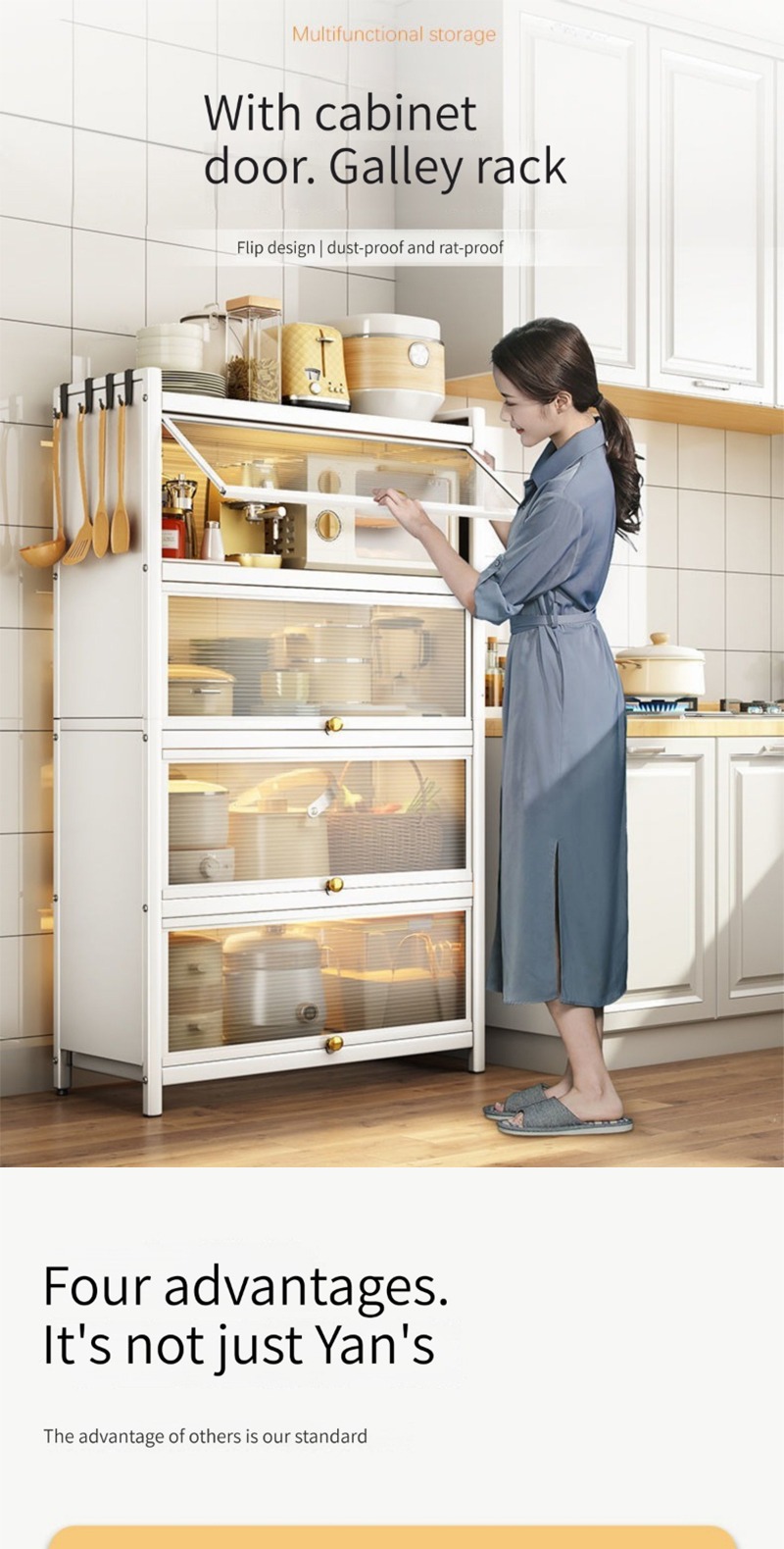 Kitchen Rack Multi-Function Dustproof Storage Rack Dish Rack with ...