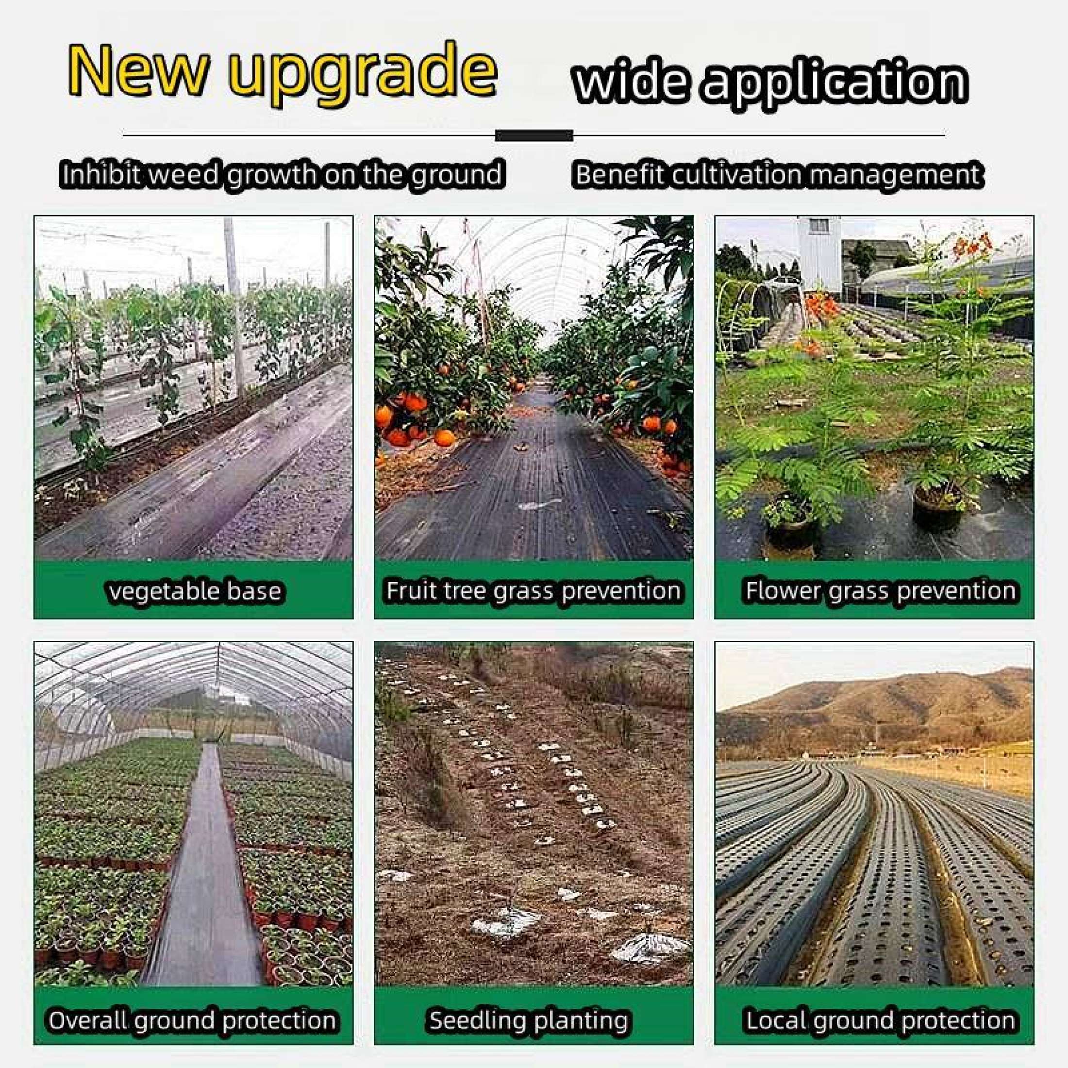 100/200M Weed Control Barrier Fabric Weeding Cloth Black Degradable ...