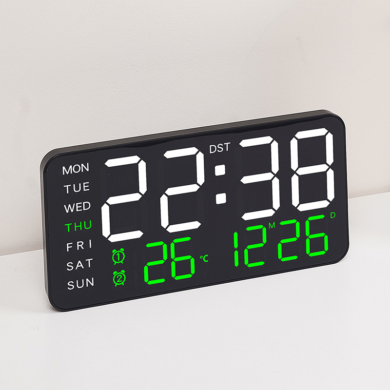 6617 Large Digital Wall Clock Temp Date Week Display USB Table Clock ...