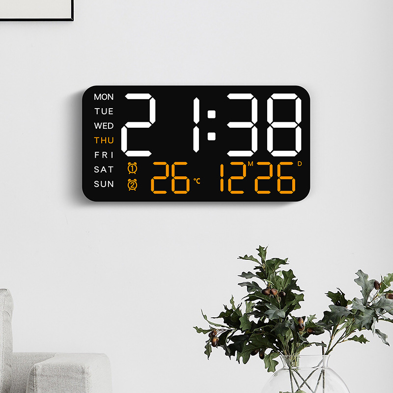 6617 Large Digital Wall Clock Temp Date Week Display USB Table Clock ...
