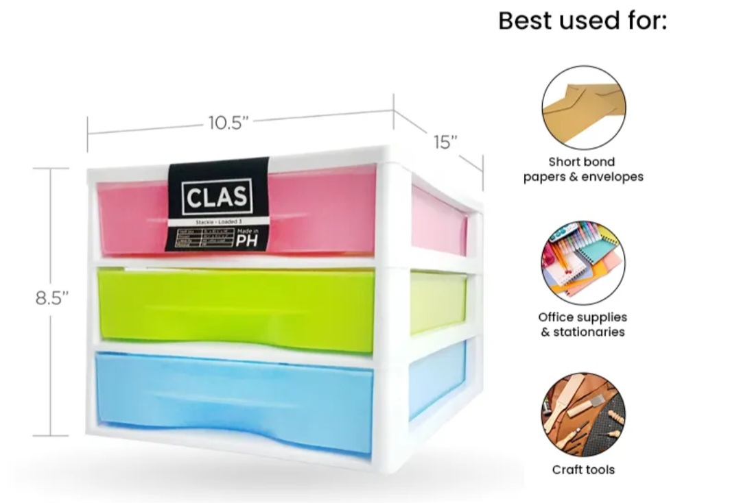 Clas 3 Layer Stackable Drawer Organizer I Long Bond Paper, A4 & Legal ...