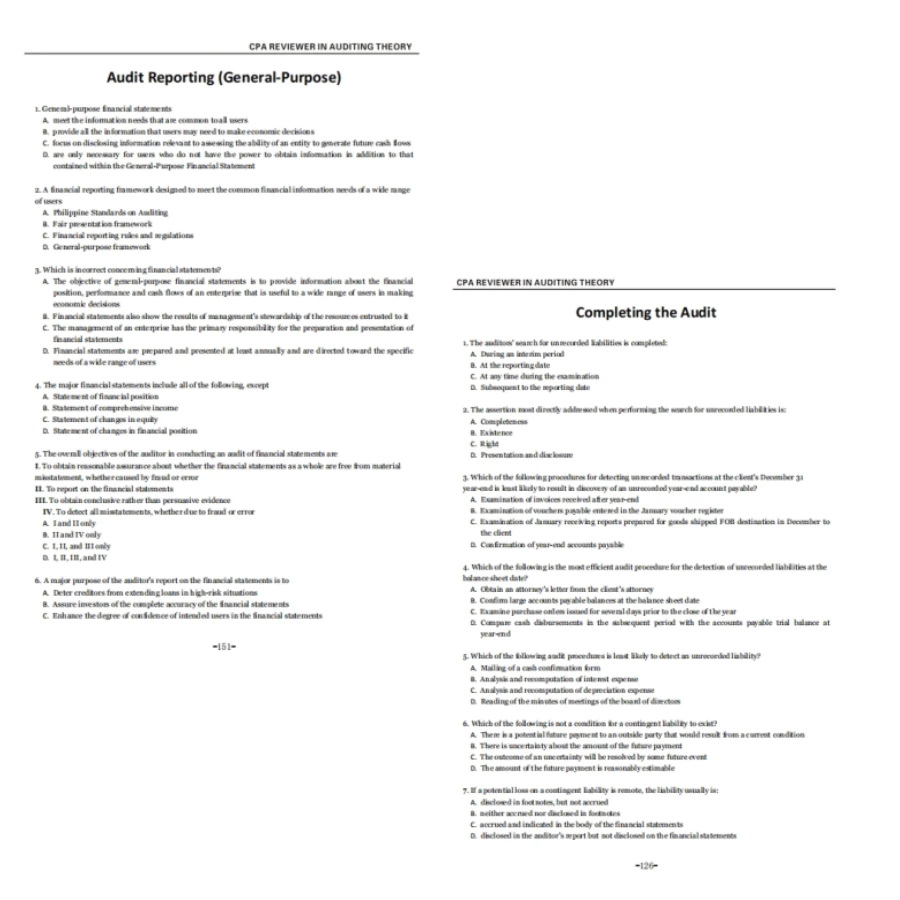 2026 CPA Auditing Theory Reviewer | 950+ Questions + Keys ...