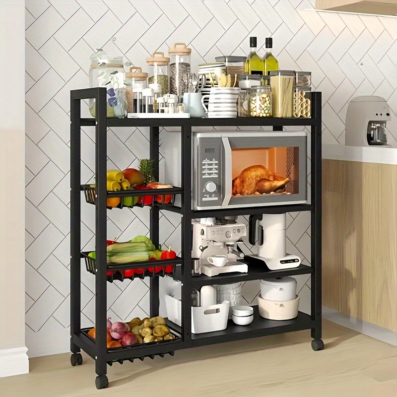 Floor-standing multi-layer storage rack for kitchen microwave oven ...