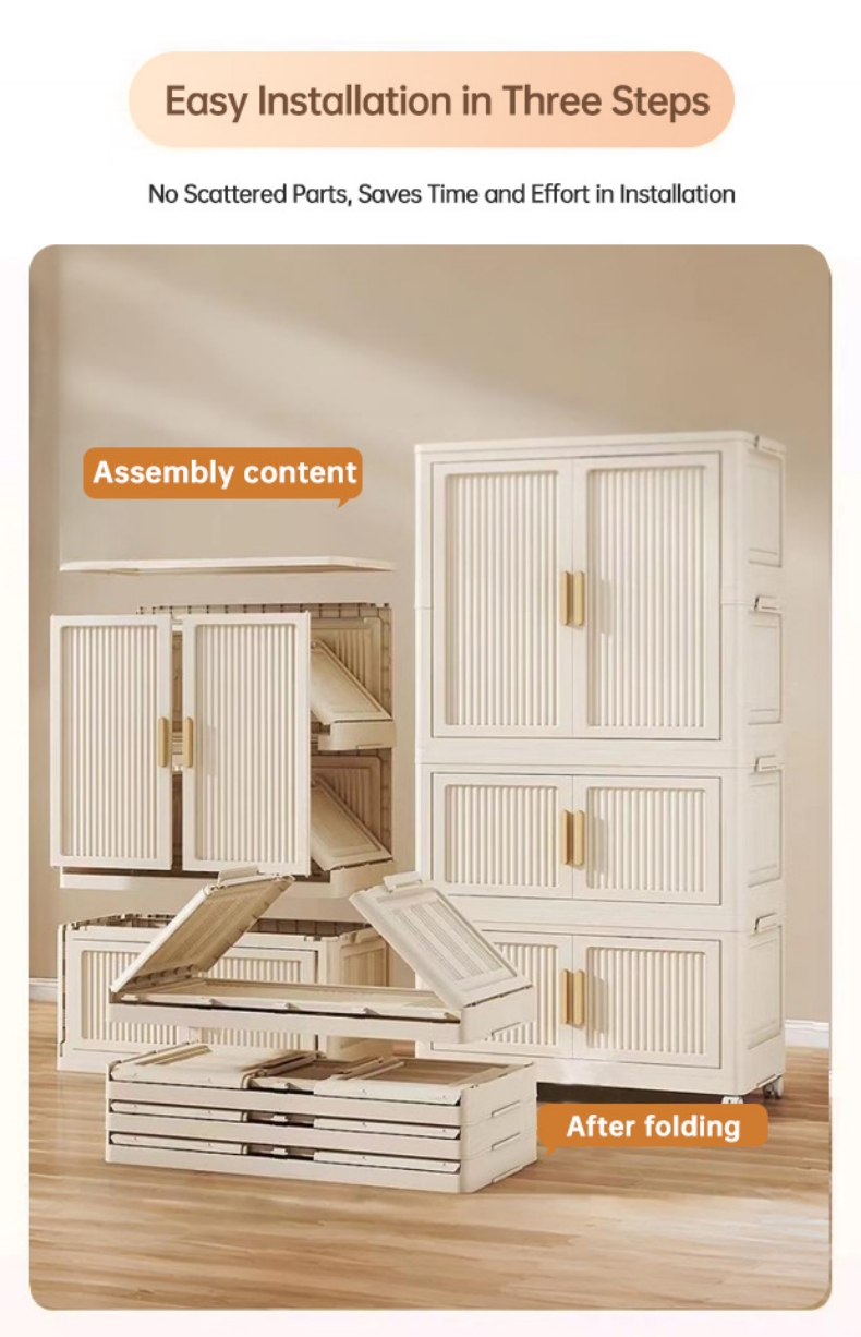 Folding storage cabinet multilayer multifunctional&movable living room ...