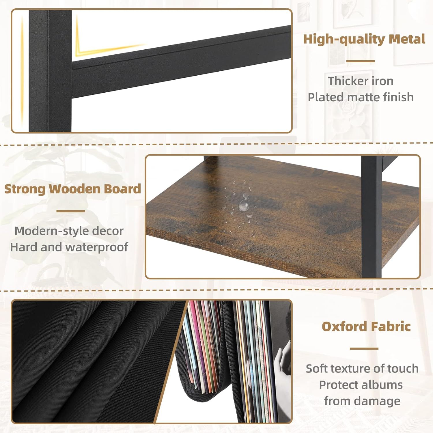 Record Player Storage Rack 3 Layer Records Organizer Book Paper ...