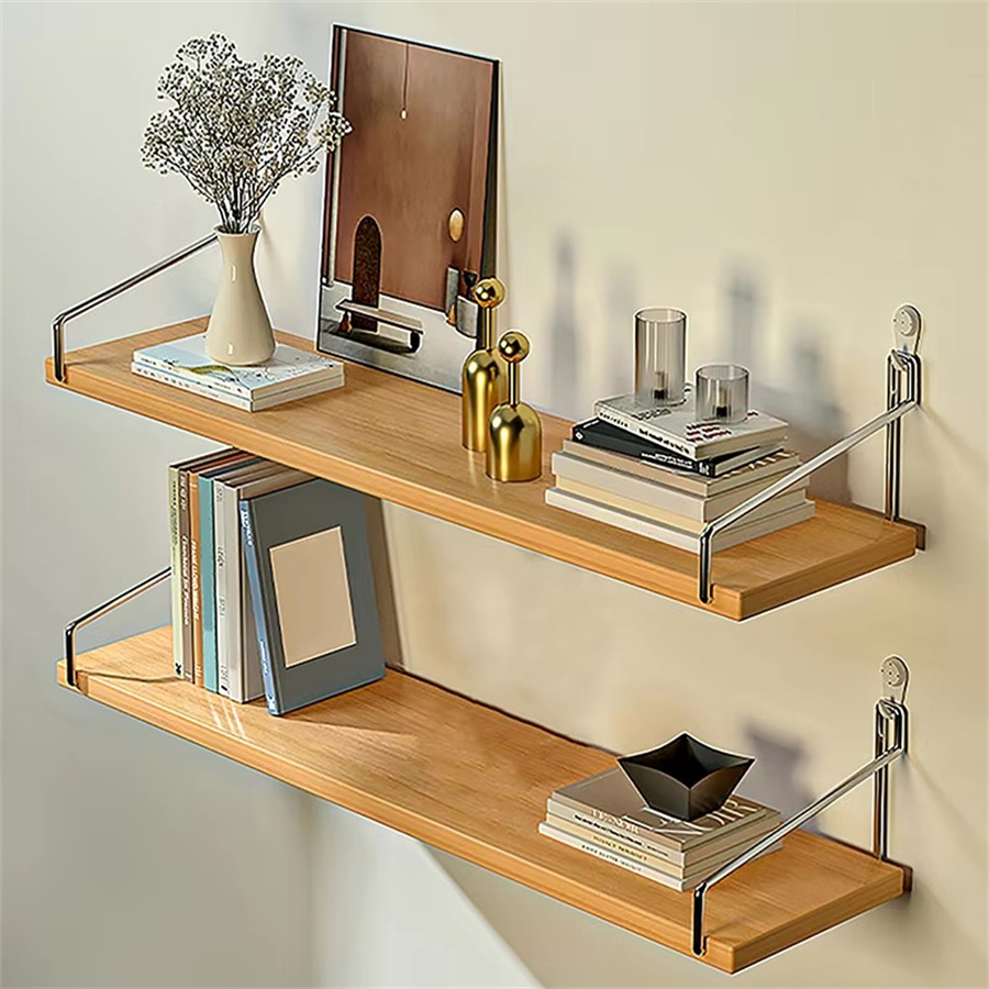 Wall Mounted Iron Wooden Storage Rack TV Wall Hanging Storage Shelf ...