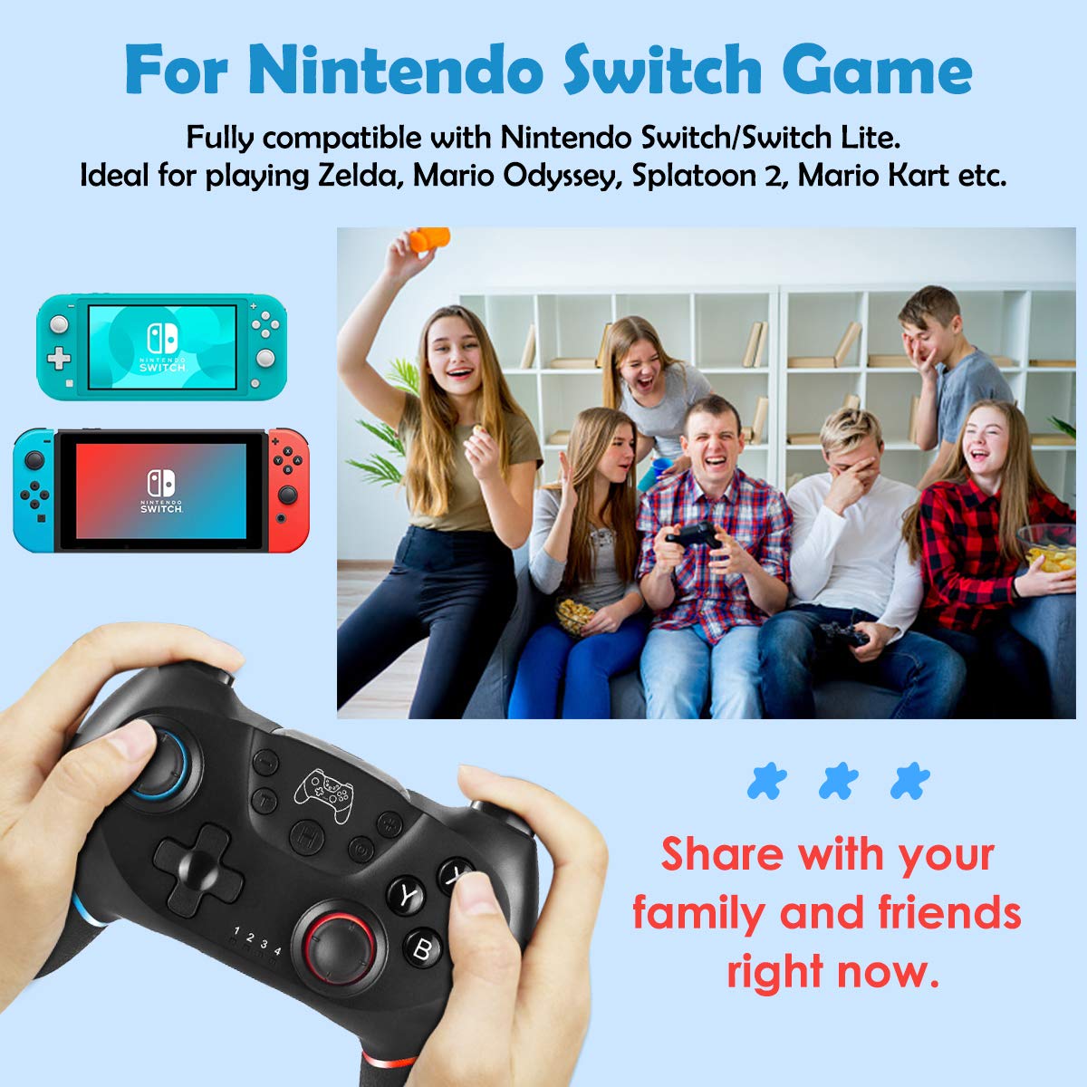 SW001 Wireless Controller for Nintendo Switch Dual Vibration Gamepad ...