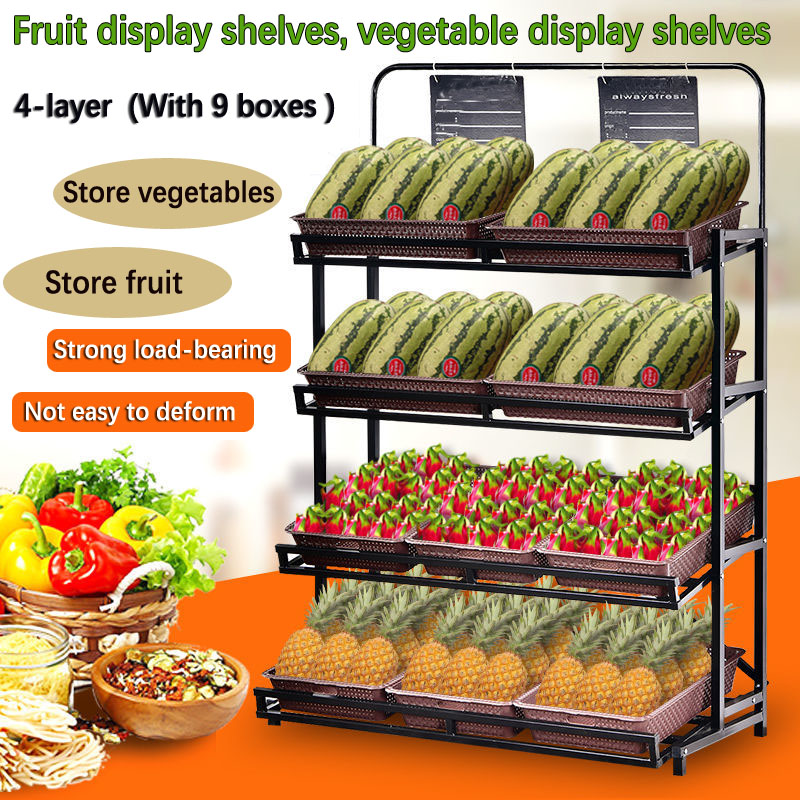 Supermarket fruit store shelves vegetable and snack racks multi-layer ...