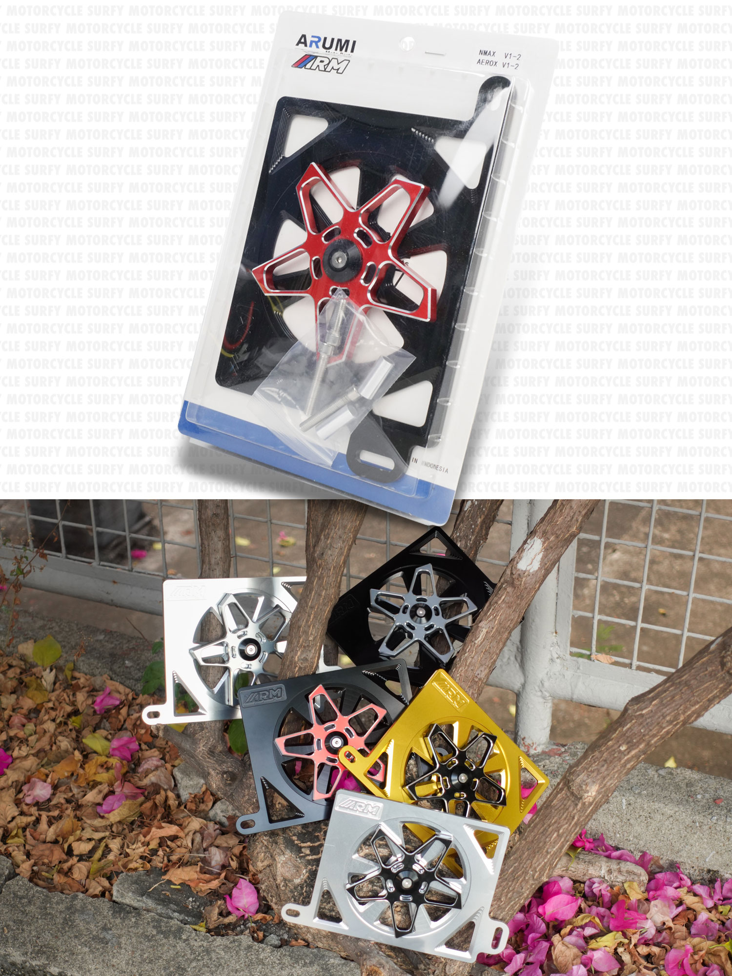 ARM Premium Pentagram Spinner Radiator Cover V4 Full Alloy CNC For Nmax ...