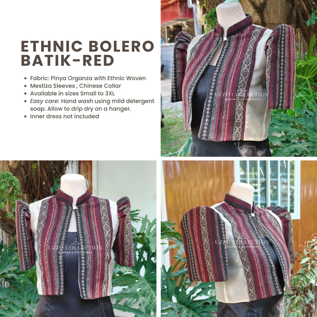 HABLON Ethnic Mestiza Filipiniana Bolero Modern Batik Woven Fabric ...