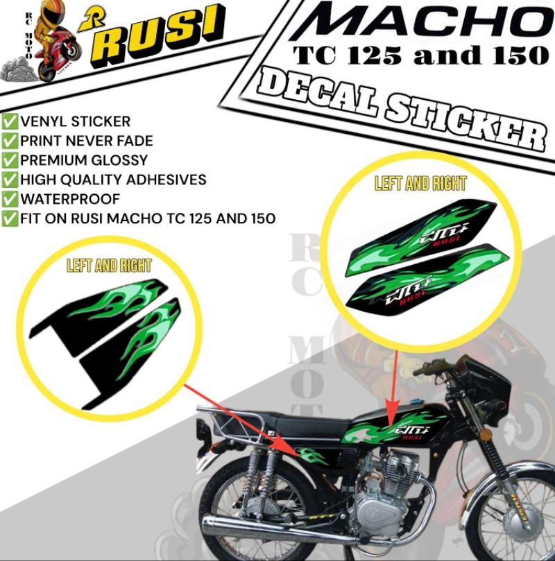 RUSI MACHO TC 150 AND TC 125 STICKER GAS TANK / RUSI MACHO STICKER ...