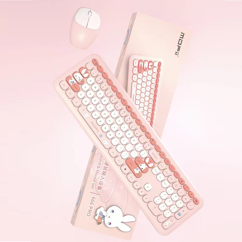 MOFII 666Pro Rabbit Design Wireless Cute Keyboard and Mouse Combo USB ...